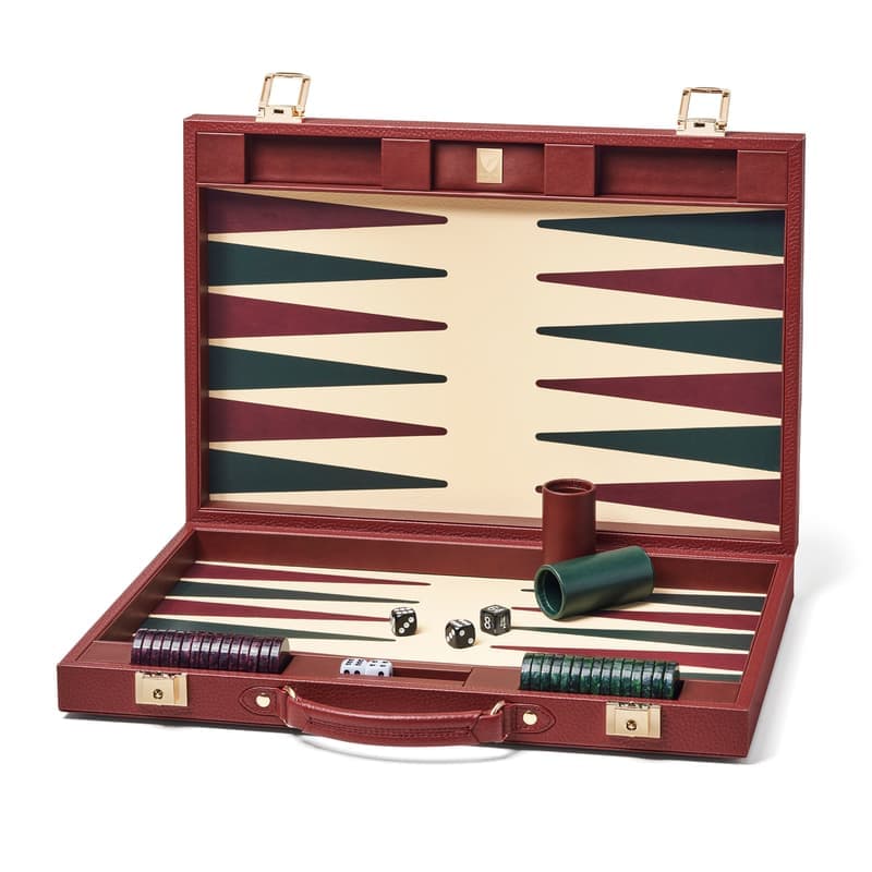 Aspinal of London 17-inch Backgammon Set in Merlot Pebble
