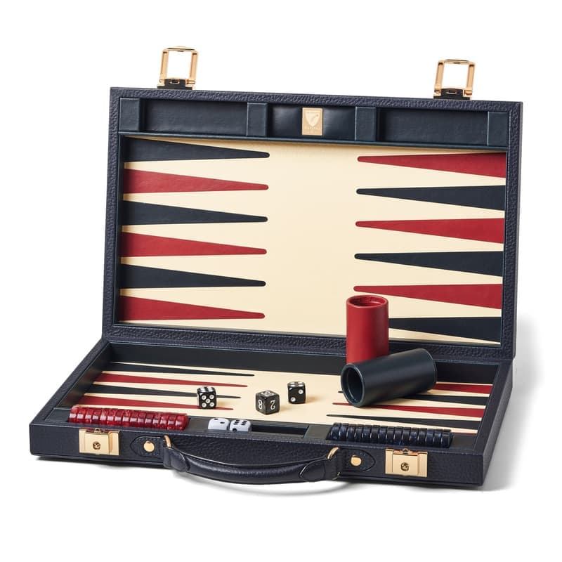 Aspinal of London 15-inch Backgammon Set in Navy Pebble