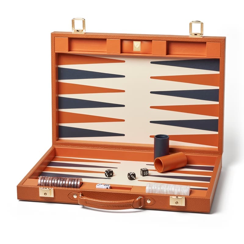 Aspinal of London 17-inch Backgammon Set in Marmalade Pebble