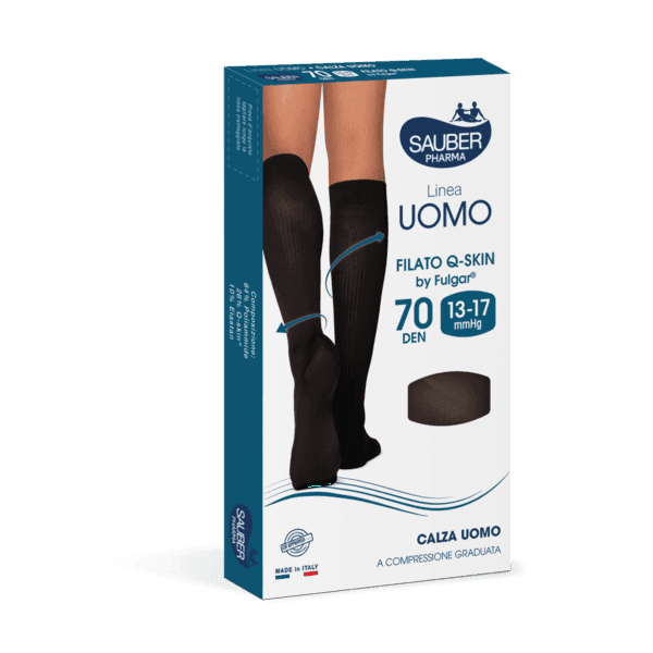 Sauber Linea Uomo Calza Anatomica Filato Q-SKIN 70 Den Taglia G Nero