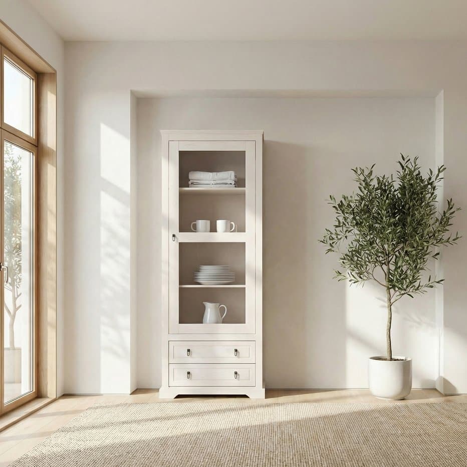 Tarifa vetrina in legno massello di araucaria bianca