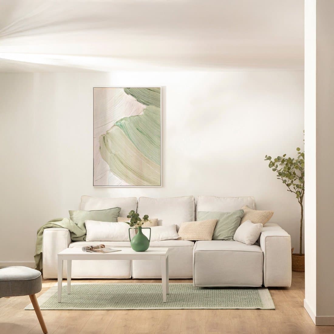 Divano chaise longue a destra da 3 posti beige Jasper