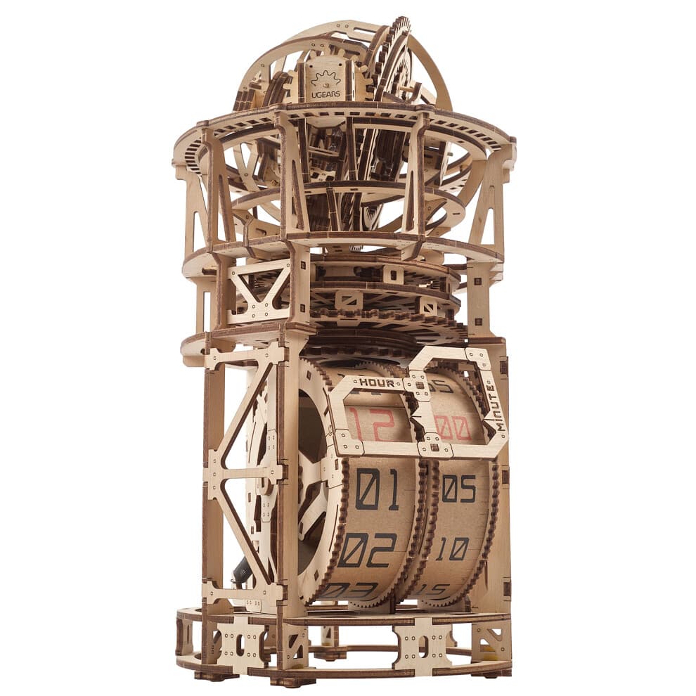 Ugears puzzle 3d in legno per adulti - orologio da tavolo astronomero con kit modello tourbillon - kit orologio meccanico kit di miniatura fai -da -t