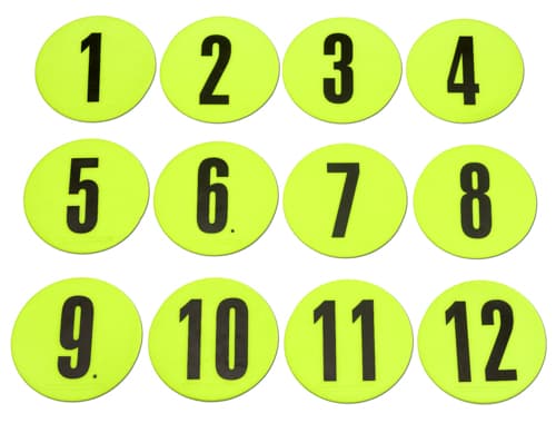 Dischi per marcare di ø 12,5 cm numerati. (colore giallo neon) - Set (1-12)