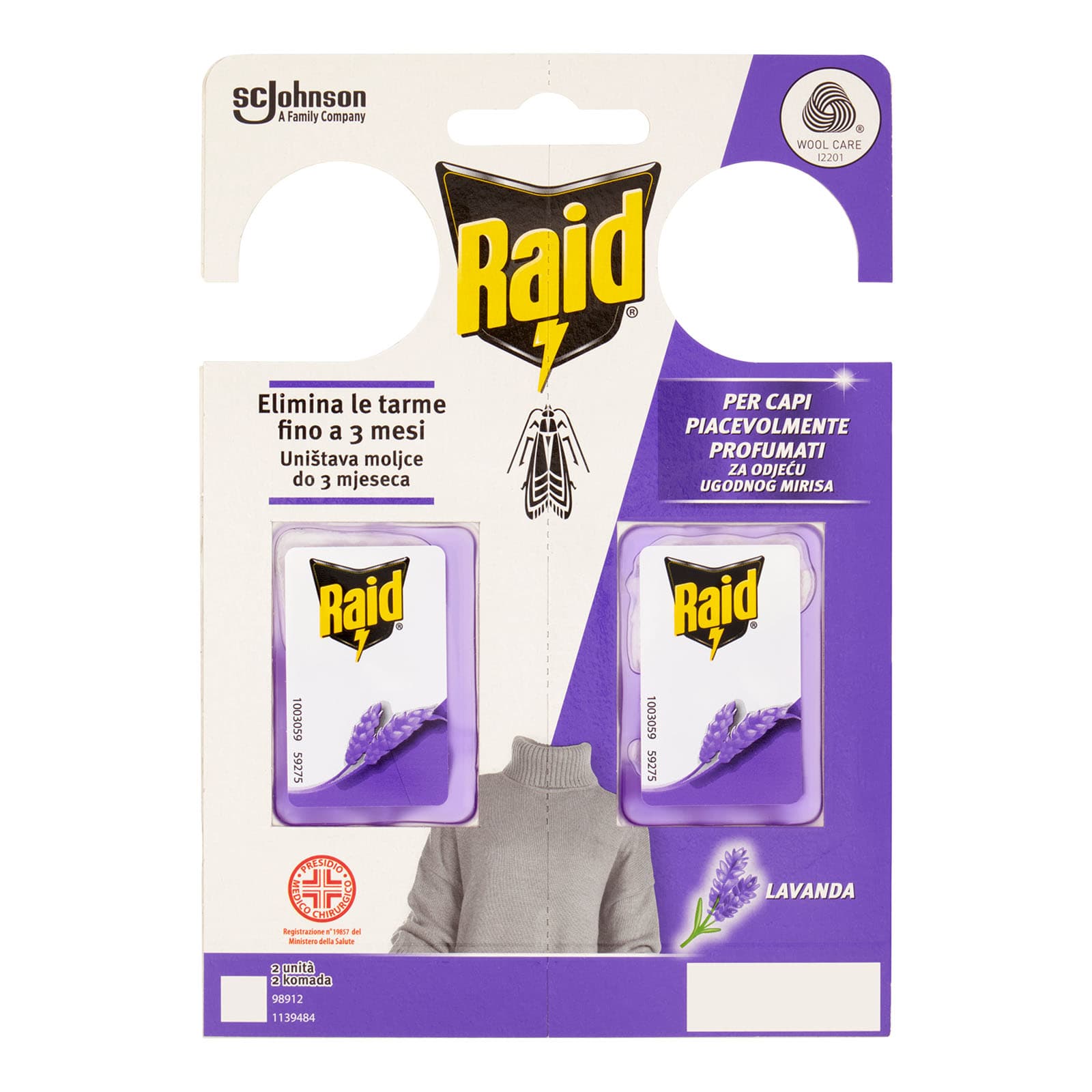 Anti Tarme Gel Vestiti, Per Capi Piacevolmente Profumati, Fragranza Alla Lavanda, 2 X 3g 6 gr
