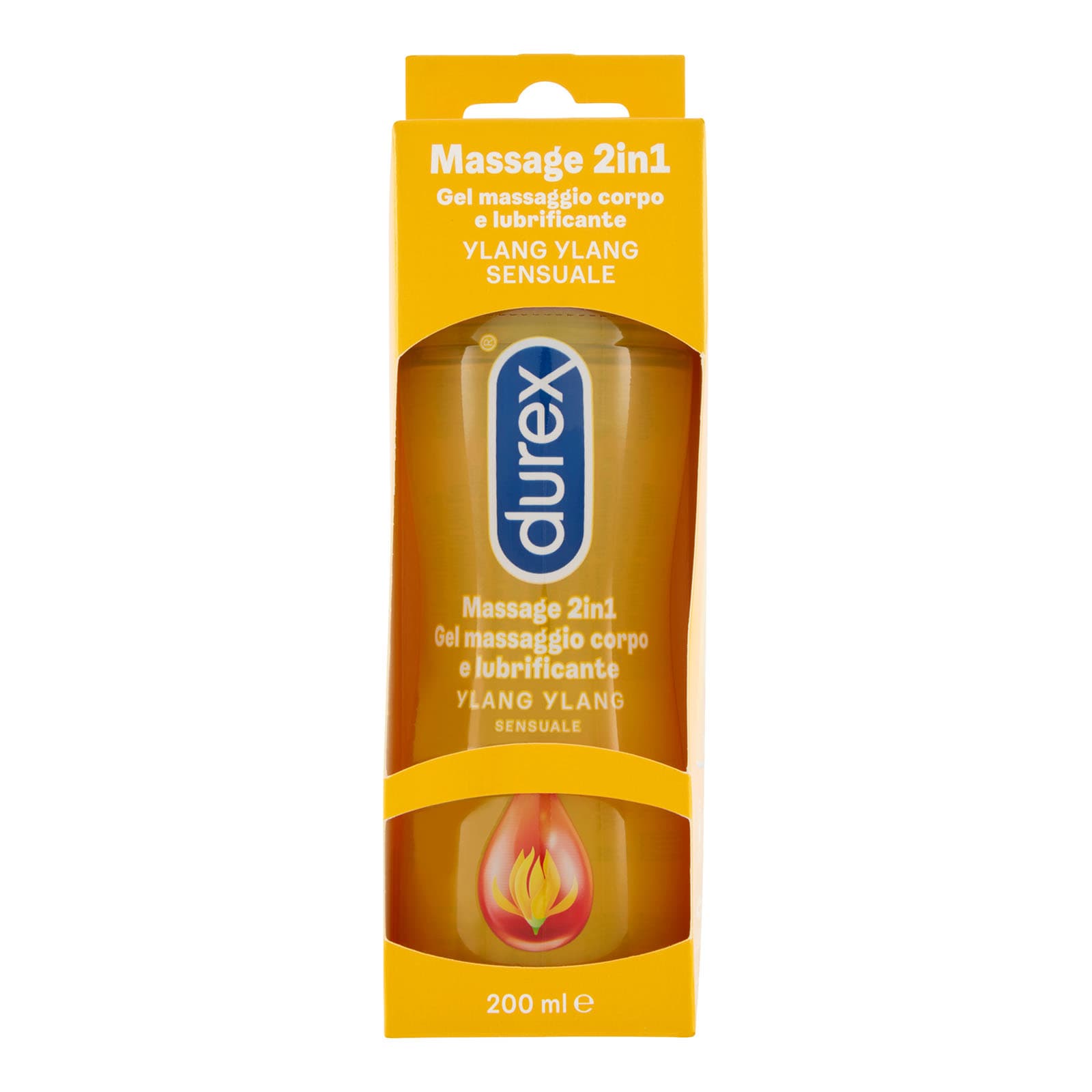 Massage 2 In 1, Gel Lubrificante Intimo A Base Acqua E Gel Per Massaggi, Con Ylang Ylang 200 ml