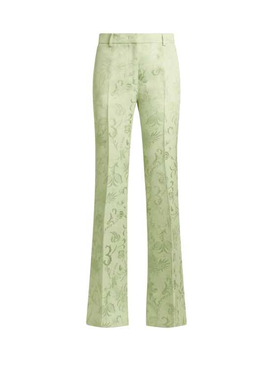 Etro, Pantaloni Bootcut Jacquard Con Motivo Floreale, Donna, Verde, Taglia 42