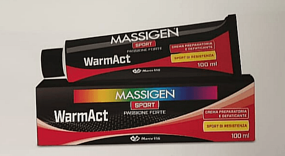 Warm Act - Massigen Sport - Tubetto da 100 ml - Crema muscolare preparatoria, riscaldante
