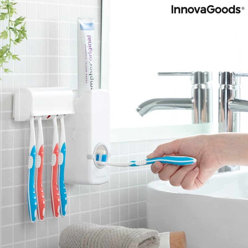 Dispenser Dentifricio Diseeth InnovaGoods con Portaspazzolini Automatico