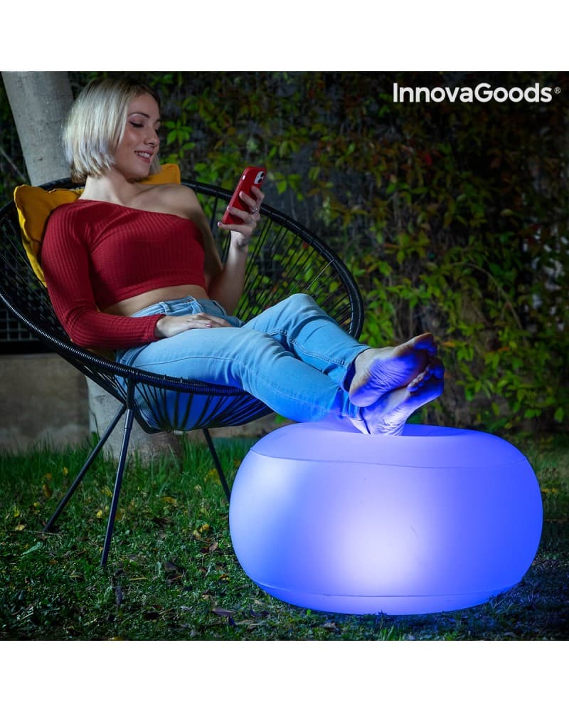 InnovaGoods Pouf Gonfiabile LED Multicolor Telecomando - Arredo Luminoso