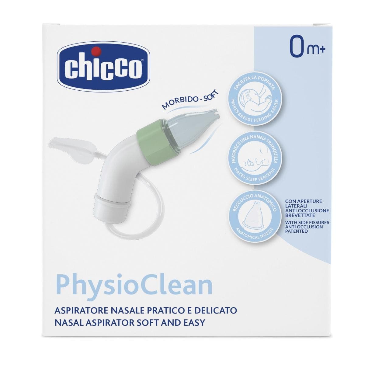 Chicco PhysioClean - Aspiratore Nasale 0M+, 1 Kit Aspiratore con 3 Beccucci