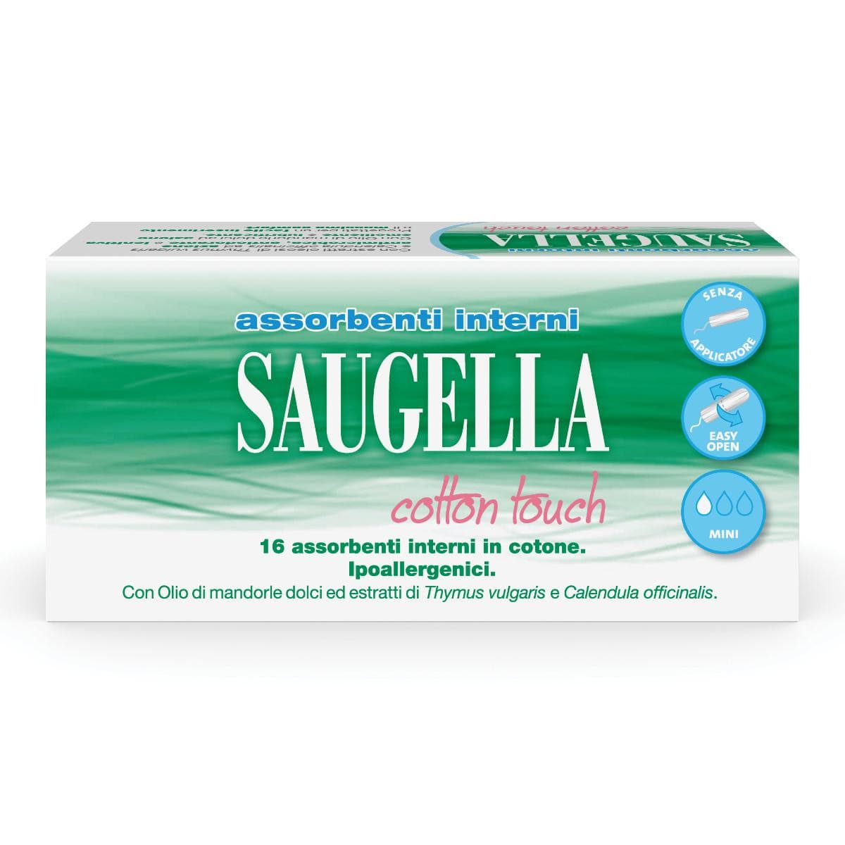 Saugella Cotton Touch - Assorbenti Interni misura Mini Flussi Leggeri, 16 Pezzi