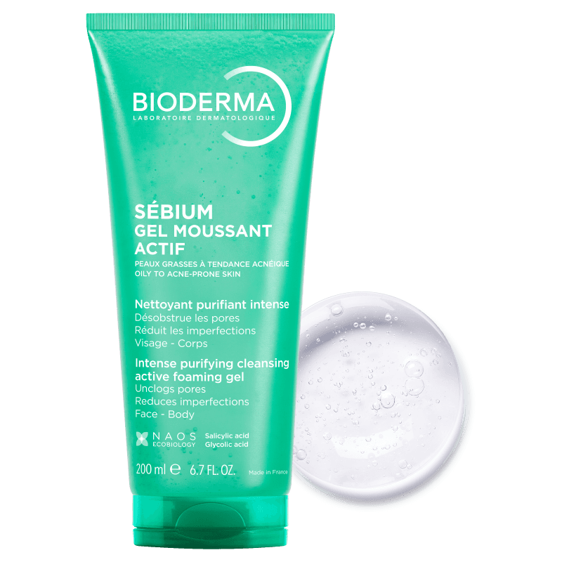 Bioderma Sebium Gel Moussant Actif - Detergente attivo purificante per pelle grassa e acneica - 200 ml