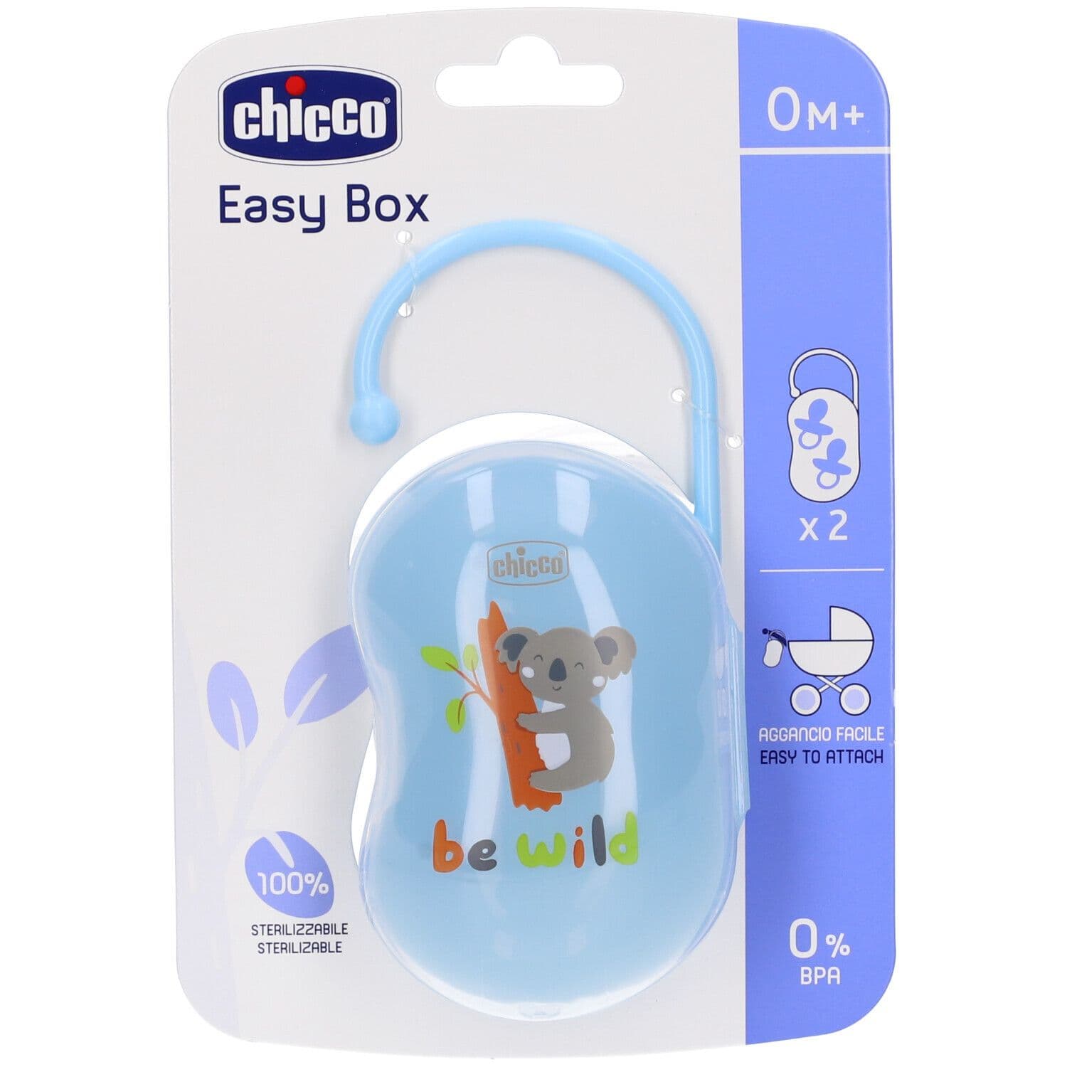 Chicco PhysioForma Porta Succhietti Azzurro 0m+ 2 Pezzi