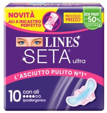 Lines Seta Ultra Assorbenti con Ali 10 Pezzi