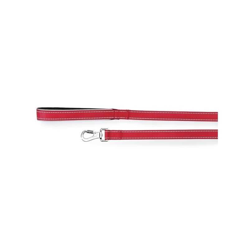 Guinzaglio reflex con maniglia in neoprene rosso 20 x 1200 mm