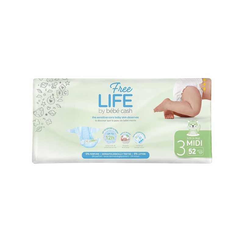 Freelife by bebecash midi taglia 3 4-9 kg girovita 35-56 cm 52 pezzi