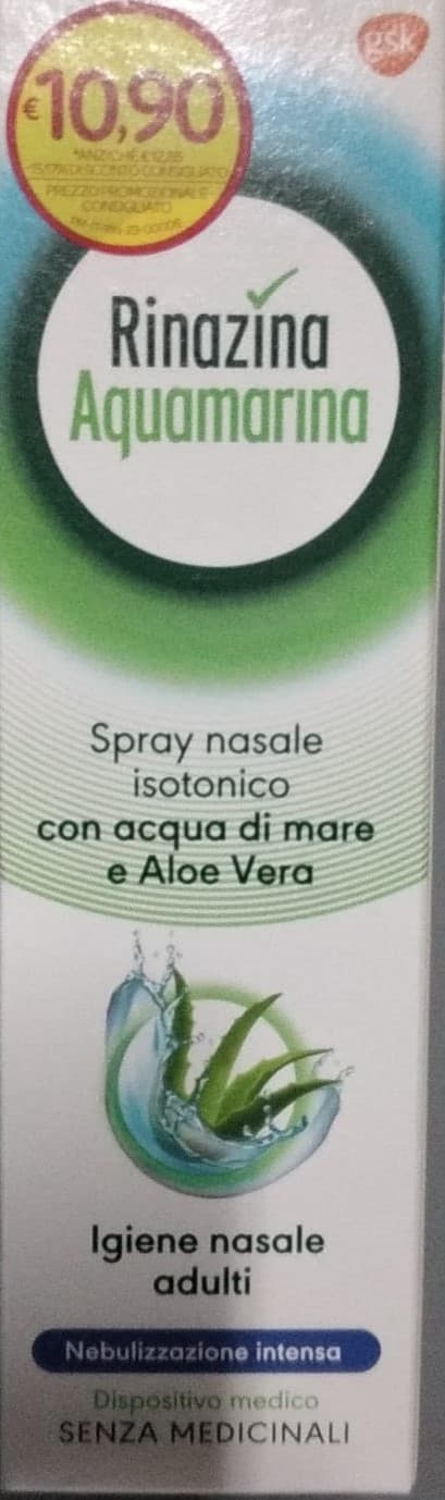 Rinazina Aquamarina Spray Nasale Isotonico con Aloe Vera per adulti