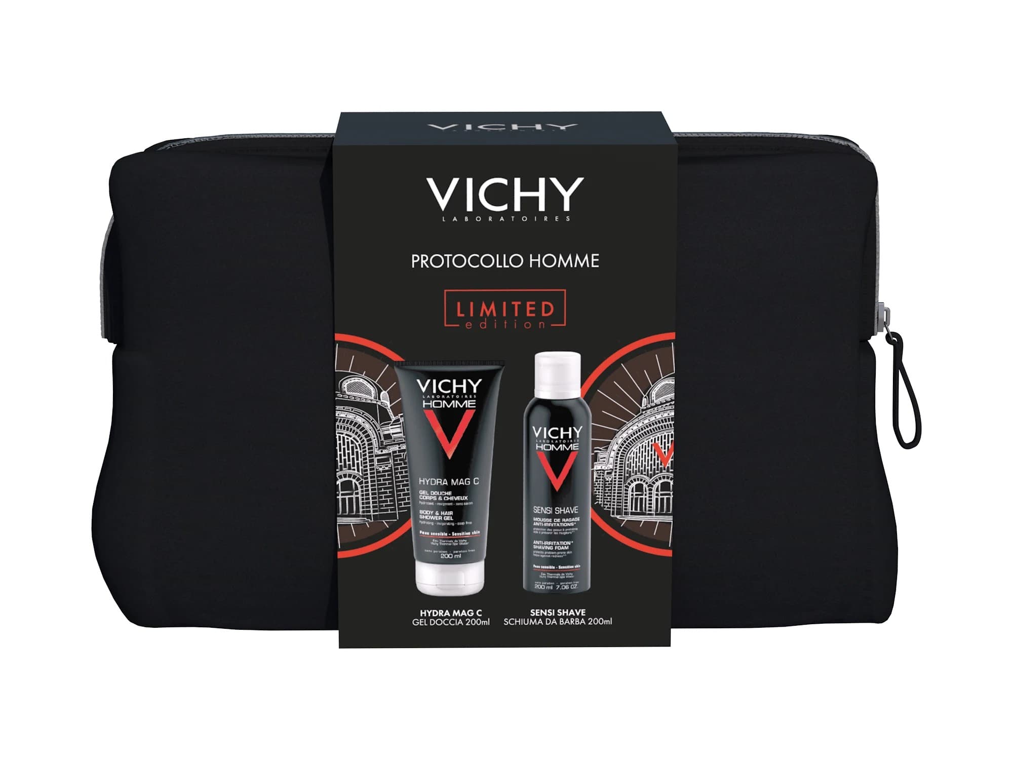 VICHY HOMME POCHETTE NATALE 2025 1 GEL DOCCIA 200 ML + 1 SCHIUMA BARBA 200 ML