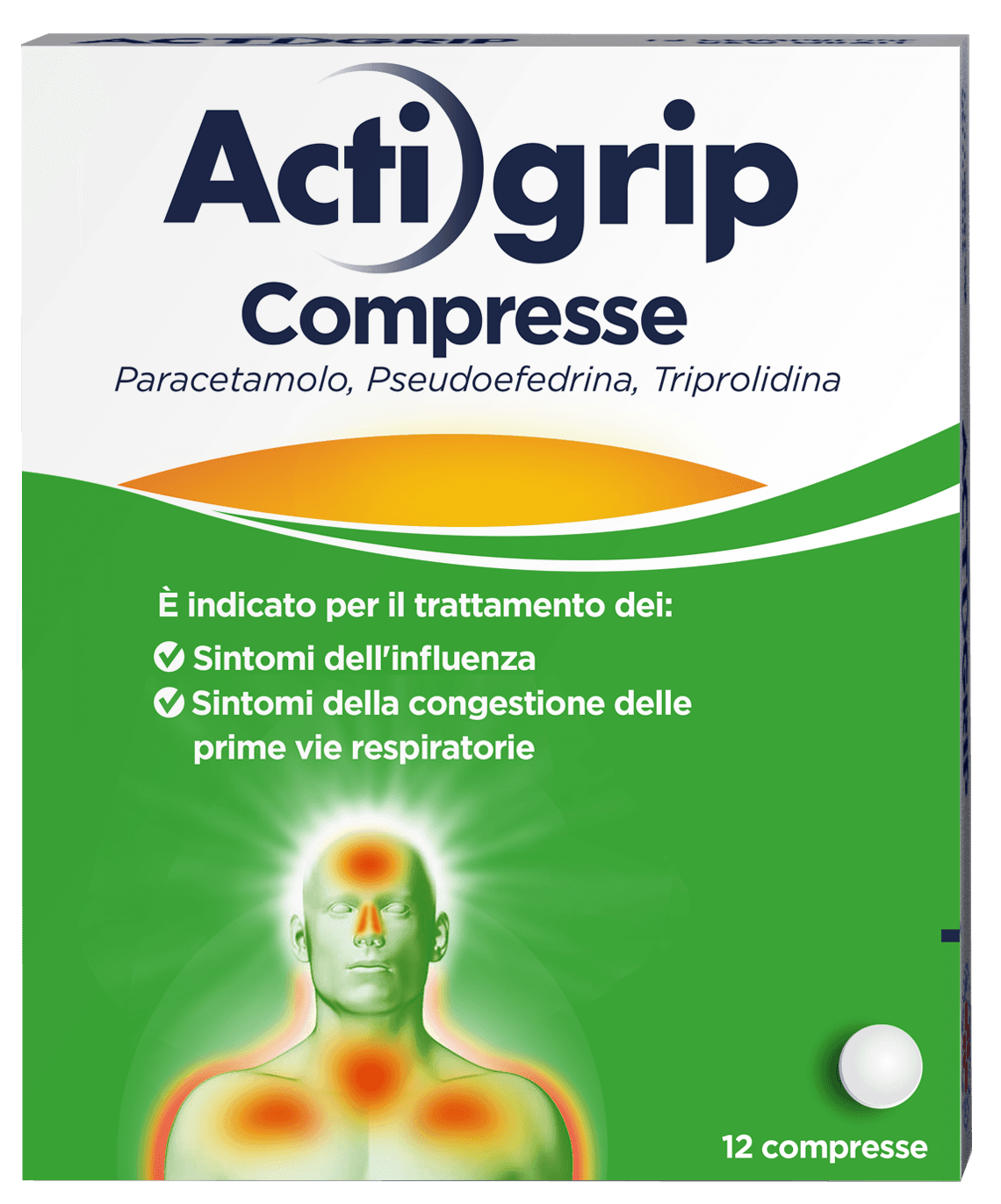 Actigrip 12 Compresse - 60mg + 2,5 mg + 500 mg