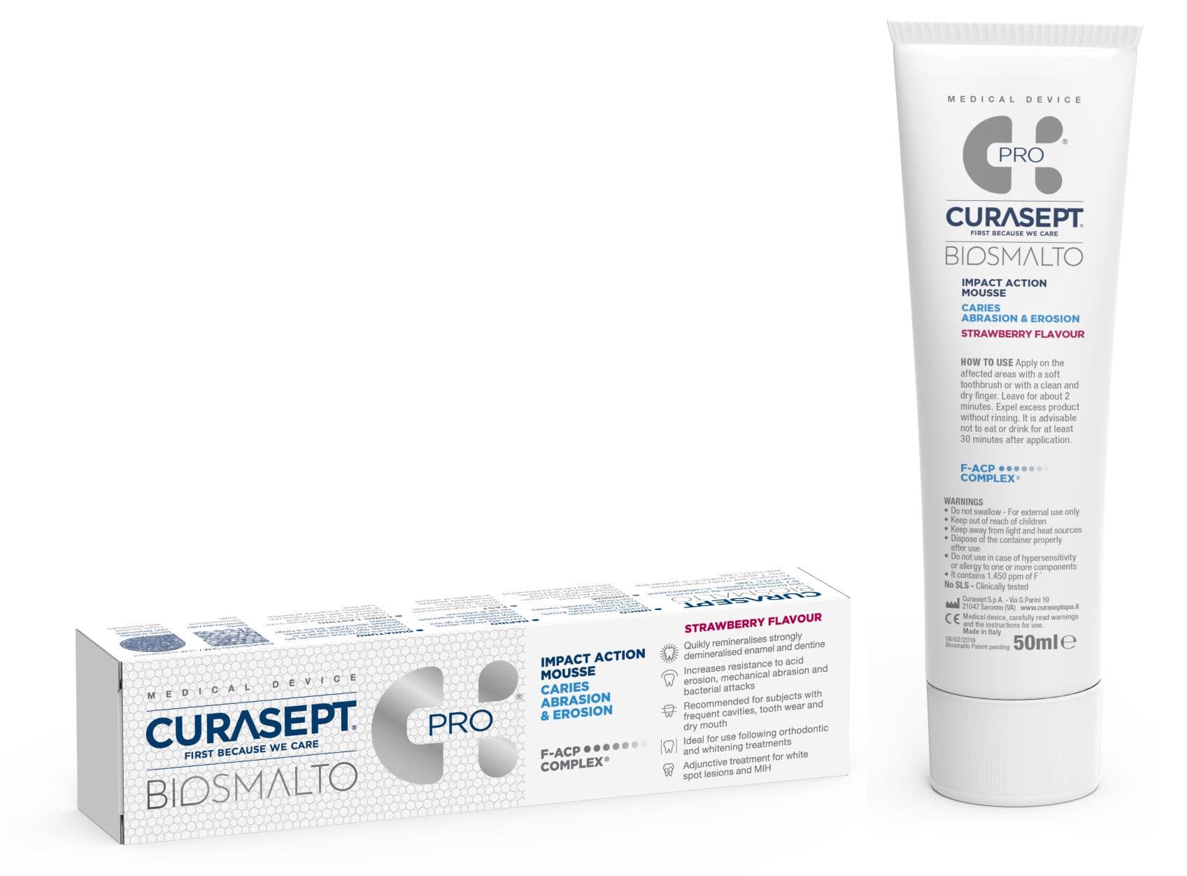 Curasept Biosmalto Dentifricio Mousse Fragola 50ml