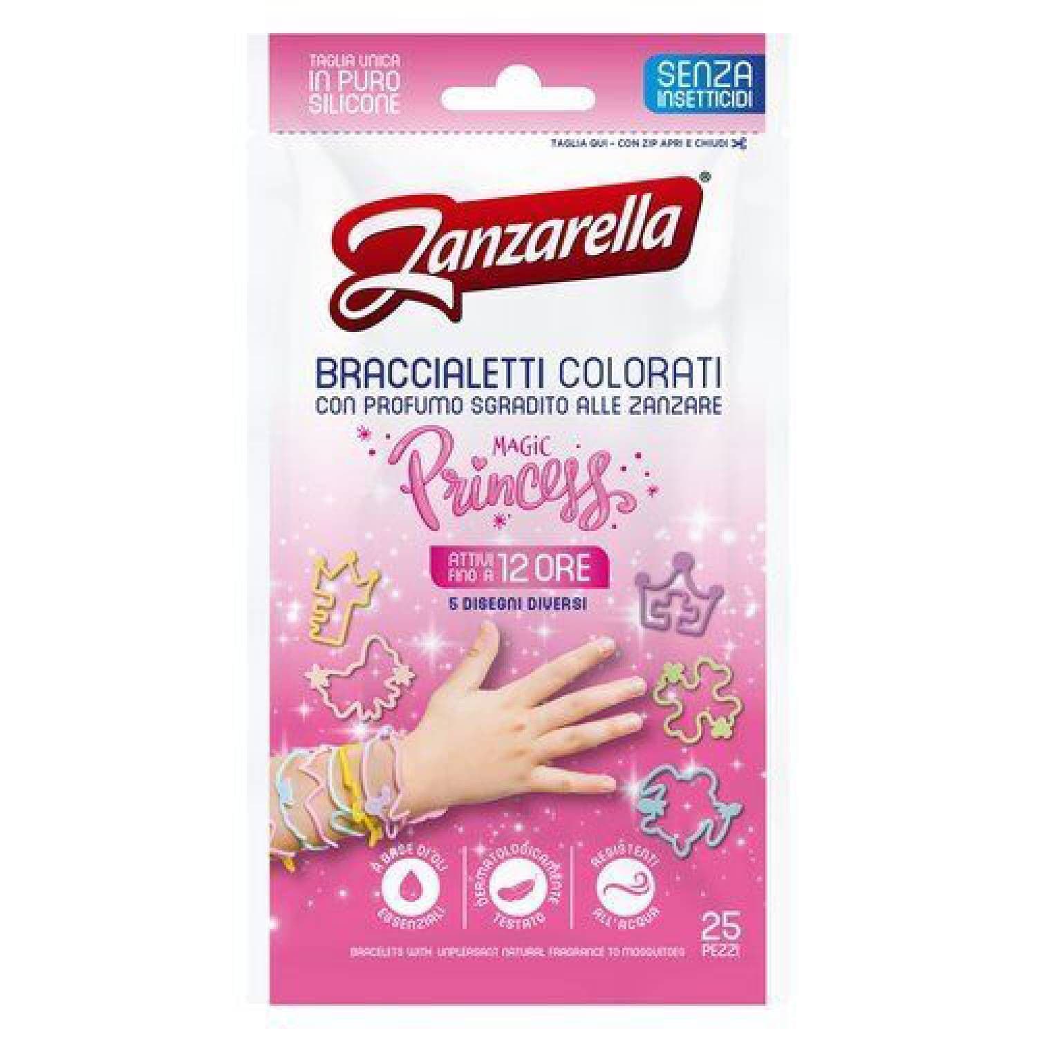 Zanzarella Z-protection Braccialetti Princess Antizanzare 25 Pezzi