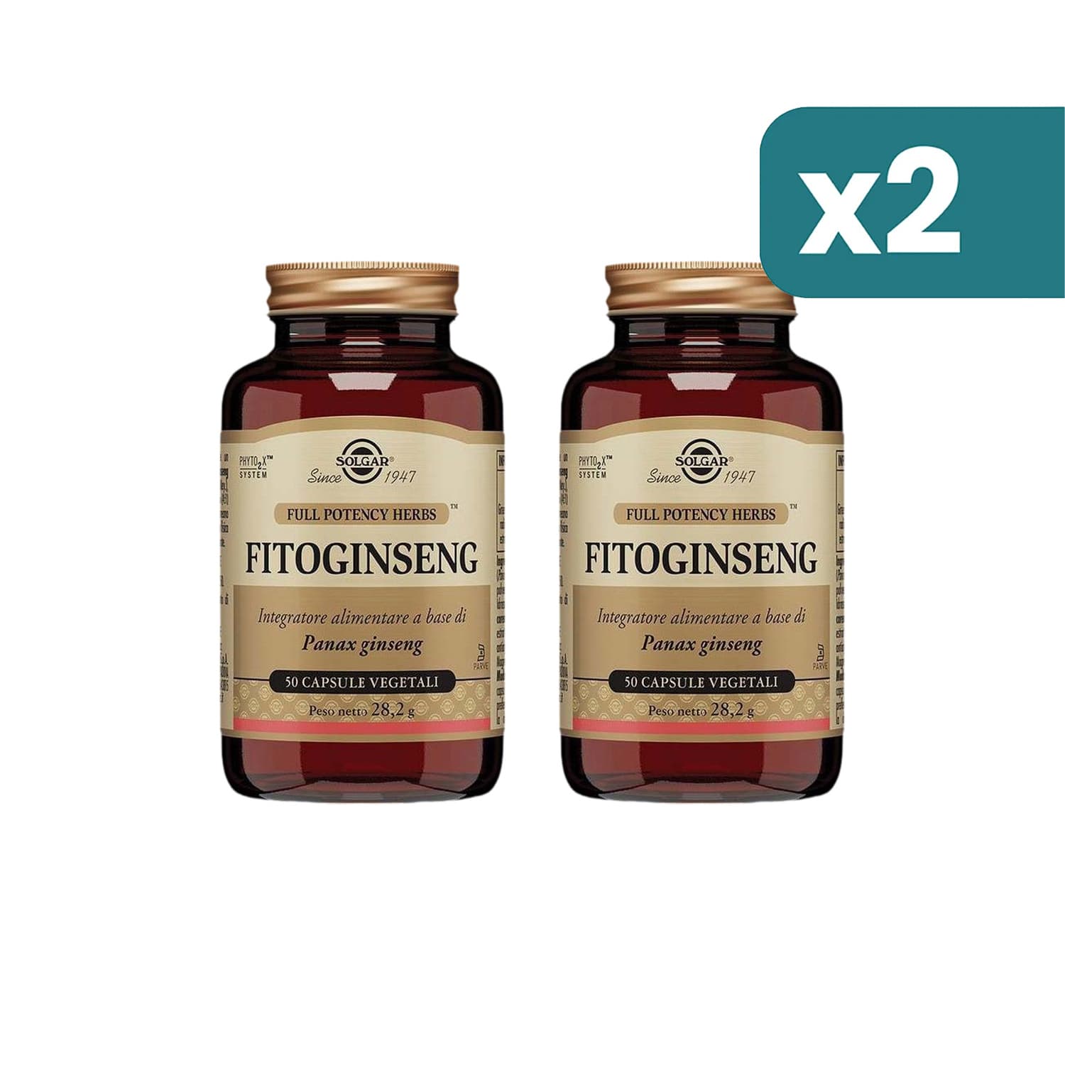 Solgar Fitoginseng Integratore A Base Di Panax Ginseng 2 confezioni da 50 Capsule Vegetali