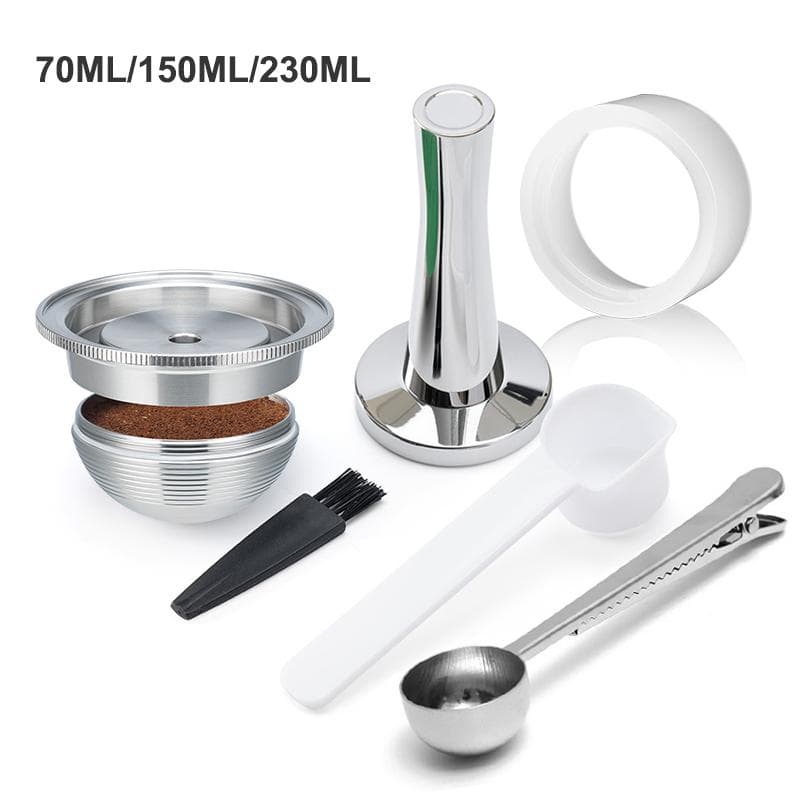 Capsule Caffè Ricaricabili in Acciaio Inossidabile Compatibili per Nespresso Vertuo Plus Delonghi ENV150 Filtro Capsula Riutilizzabile Pressino