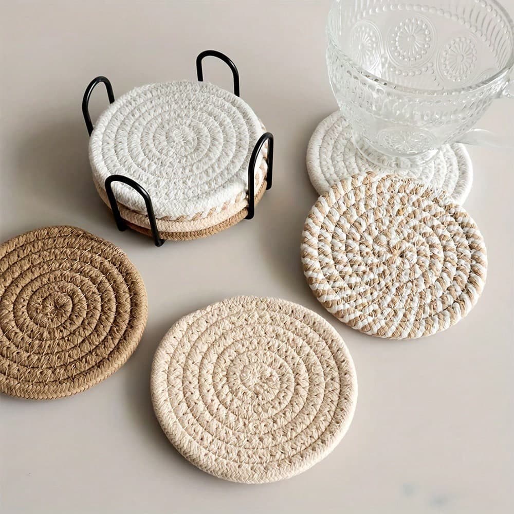 Set da 4 pezzi/8 pezzi di sottobicchieri, sottobicchieri minimalisti rivestiti in tessuto non tessuto, adatti per tavoli da caffè, decorazione per la