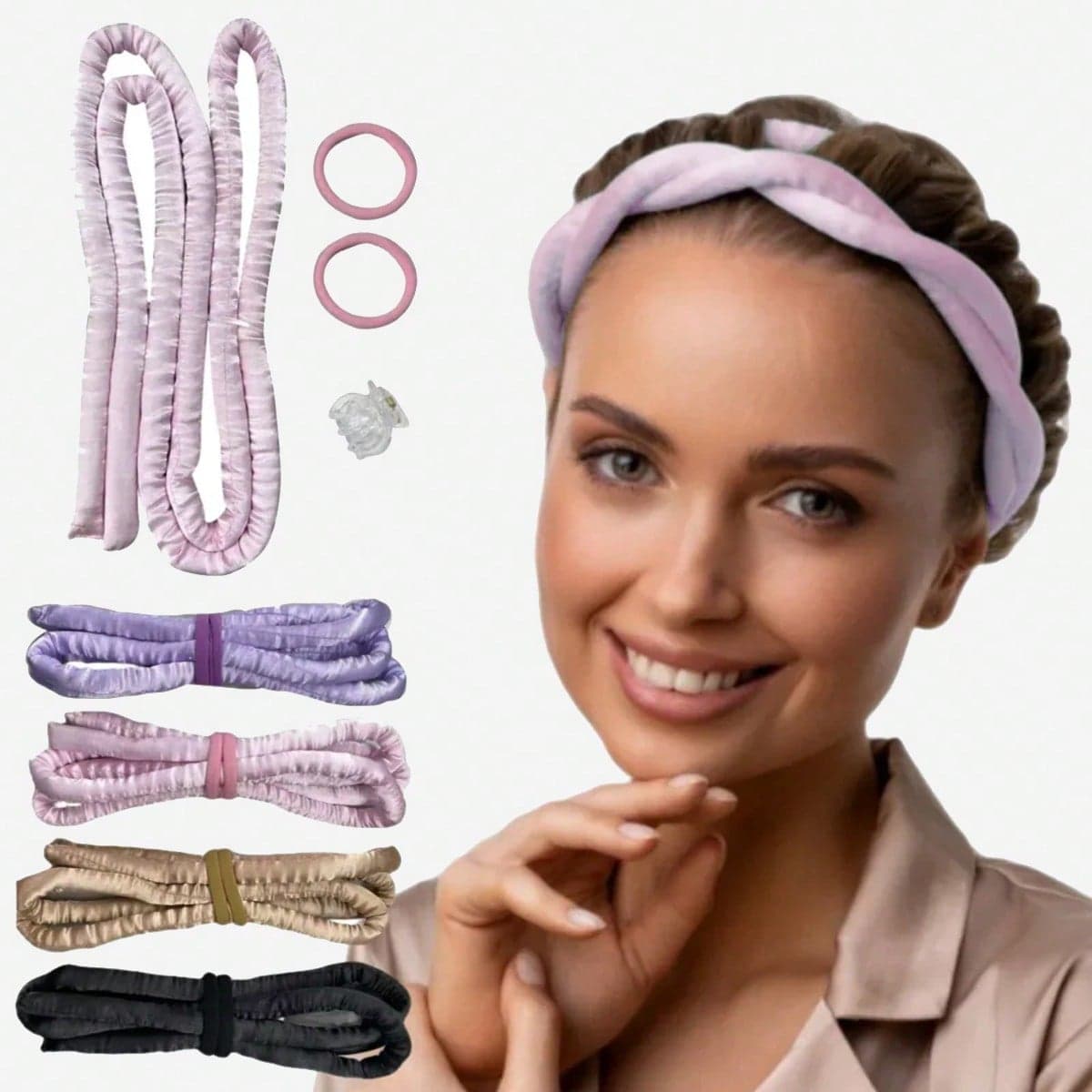 Set da 4 pezzi di arricciacapelli senza calore extra lunghi con onde fini, strumento di styling morbido senza calore per capelli lunghi