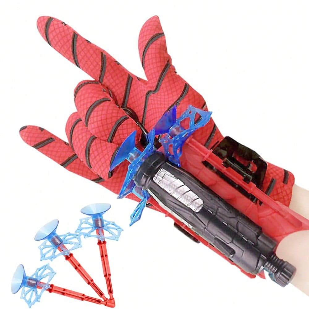 Set in scatola Lanciatore di ragnatela per bambini, Lanciatore da polso da supereroe, Giocattolo con ventosa divertente, Gioco intellettuale