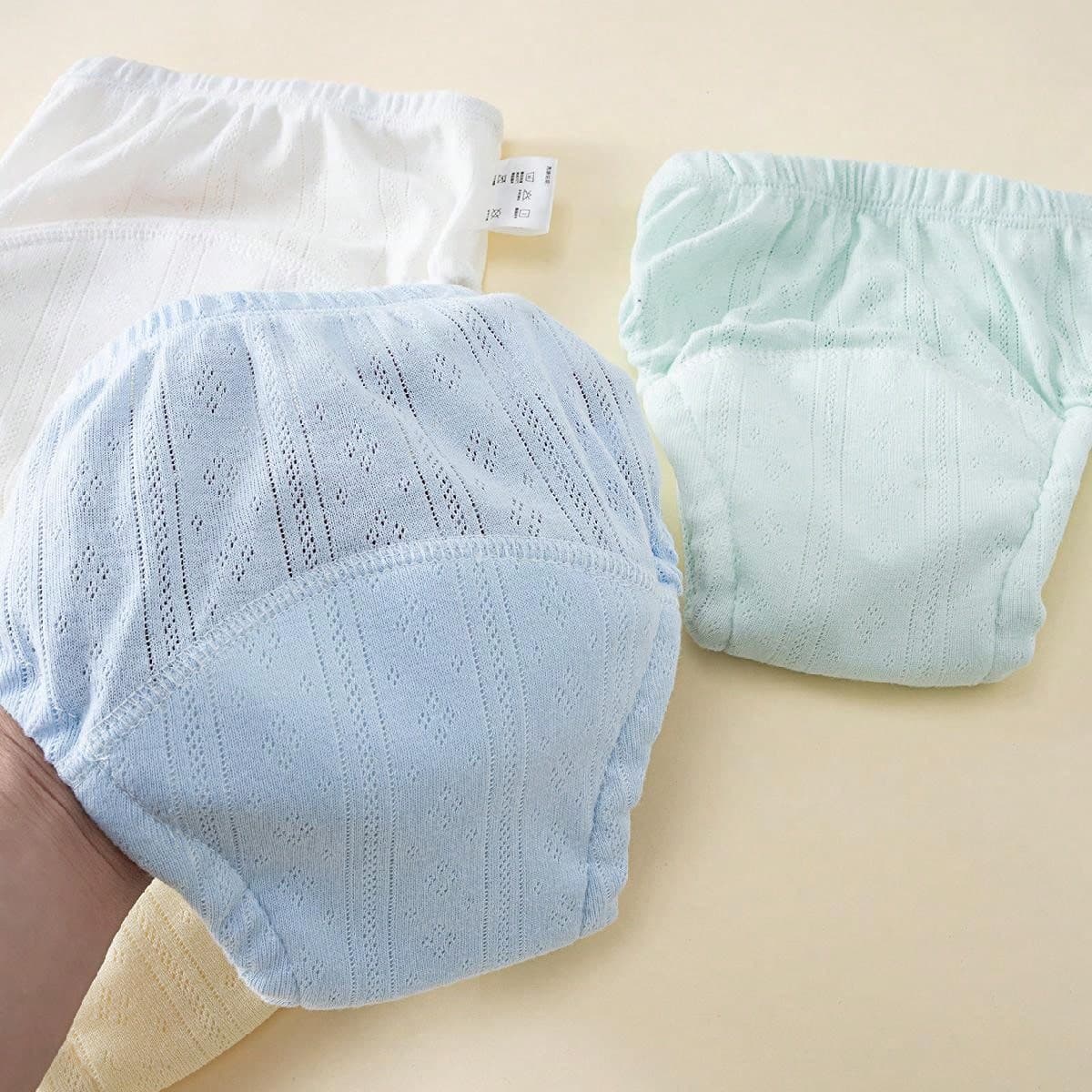 3 pezzi Pannolini di addestramento per neonati, pantaloncini di apprendimento sottili e lavabili per bambini, pannolini in tessuto unisex, biancheria