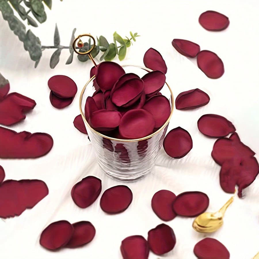 50/100/200/300 pezzi di petali di rosa in seta, colore borgogna, adatti per cesti da damigella, decorazione di viali, centrotavola, coriandoli per