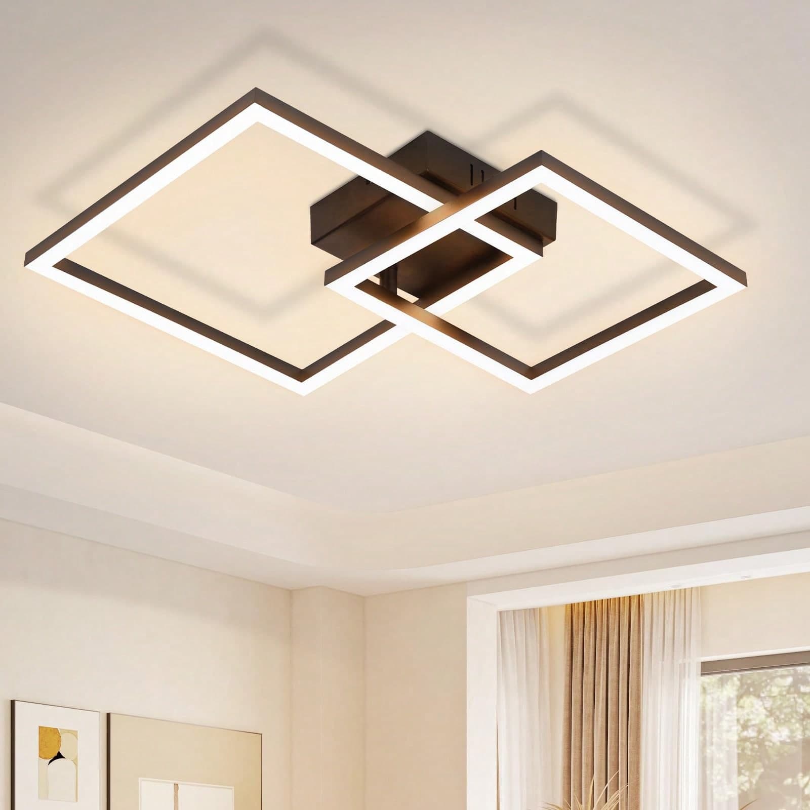 Plafoniera Lampada da soffitto a LED da cucina - Lampada da camera bianca calda Lampada da cucina nera Design moderno 3000K Lampada da corridoio