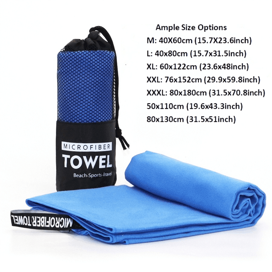 1 pezzo/2 pezzi Asciugamano in microfibra ultra morbida e reversibile, ad asciugatura rapida, colore azzurro, asciugamano sportivo assorbente per