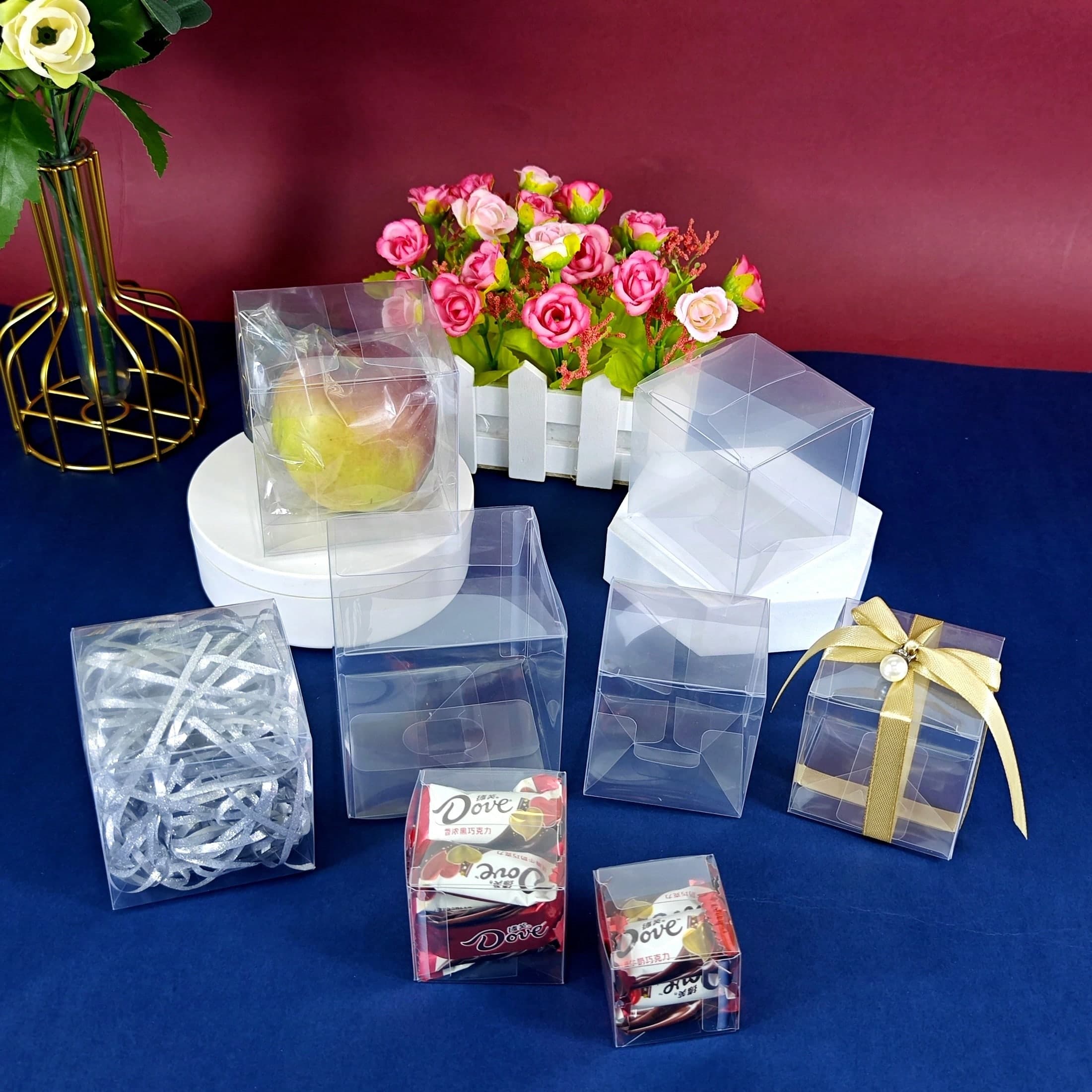 30 pezzi di scatole regalo pieghevoli in PVC trasparente, di dimensioni semplici e compatte, di colore unito, adatte per eventi, feste, festival e