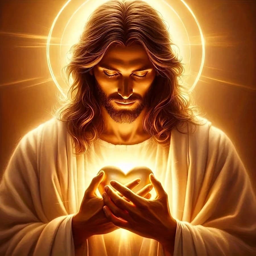 Dipinto di diamanti 5D rotondo, ritratto religioso di Gesù, kit di pittura di diamanti acrilici fai-da-te per adulti, decorazione da parete per la