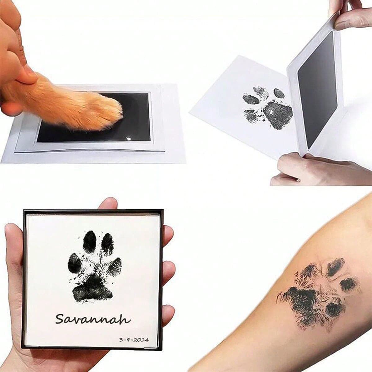 2 pezzi/set Tampone per inchiostro senza contatto e carta per inchiostro, adatto per impronte di animali, impronte delle mani e memoriale per animali
