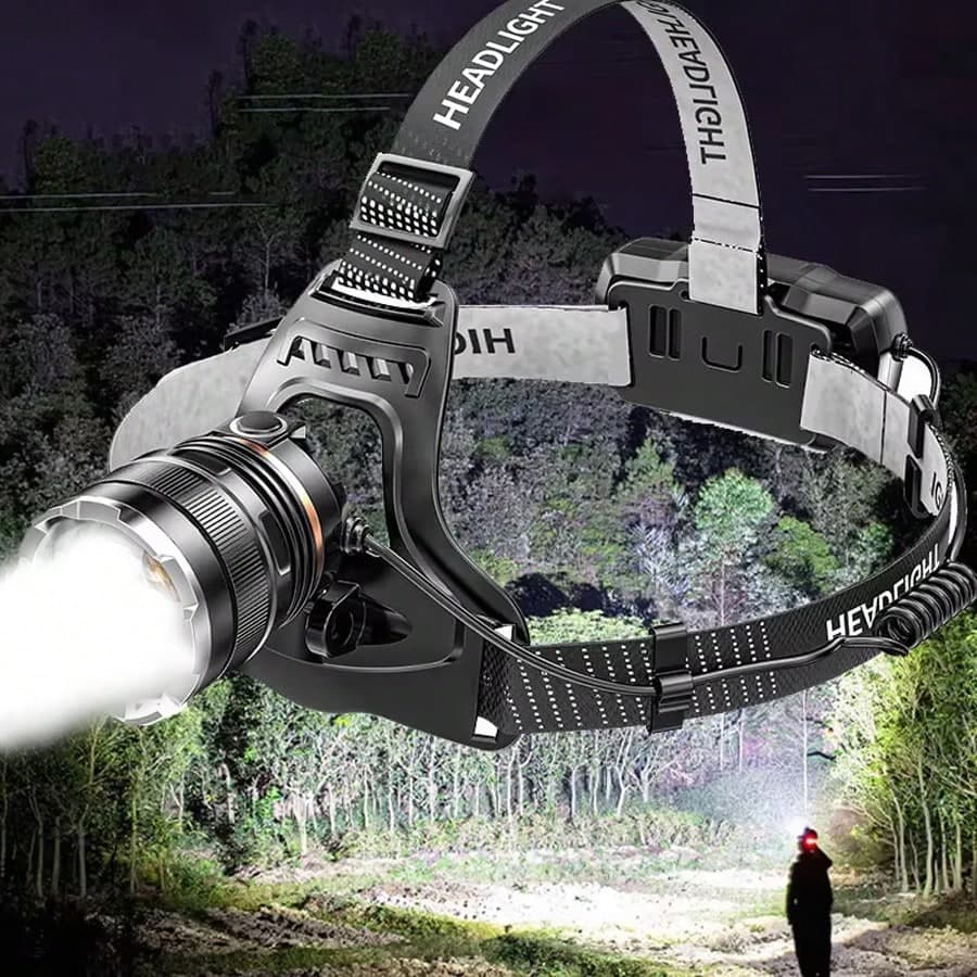 1 pezzo Faro frontale ricaricabile luminoso P50, luce da testa per pesca all'aperto con batteria a lunga durata, illuminazione per esterni