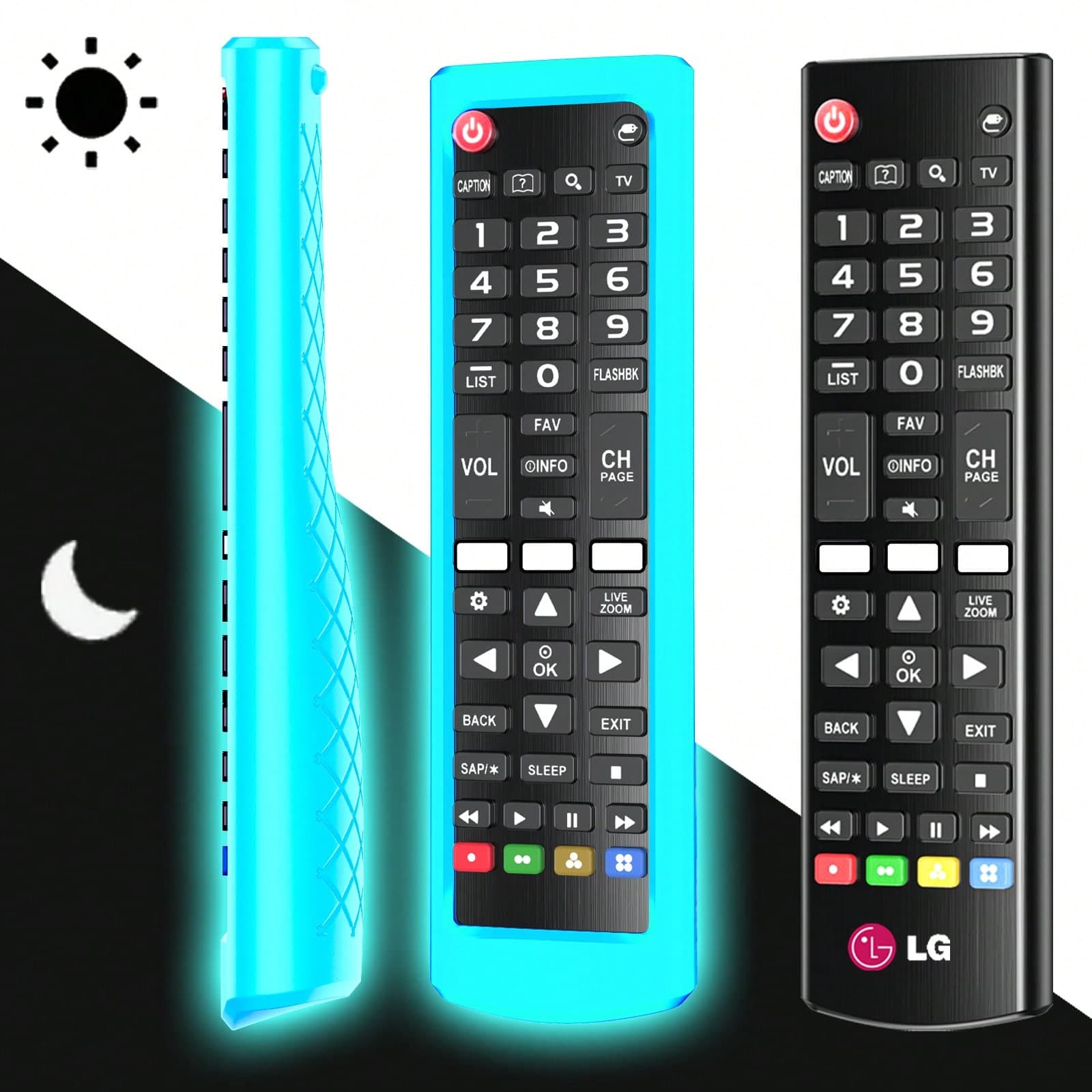 Compatibile con telecomando TV , antiscivolo, luminoso al buio, disponibile in più colori, confezione singola di custodia protettiva in silicone per
