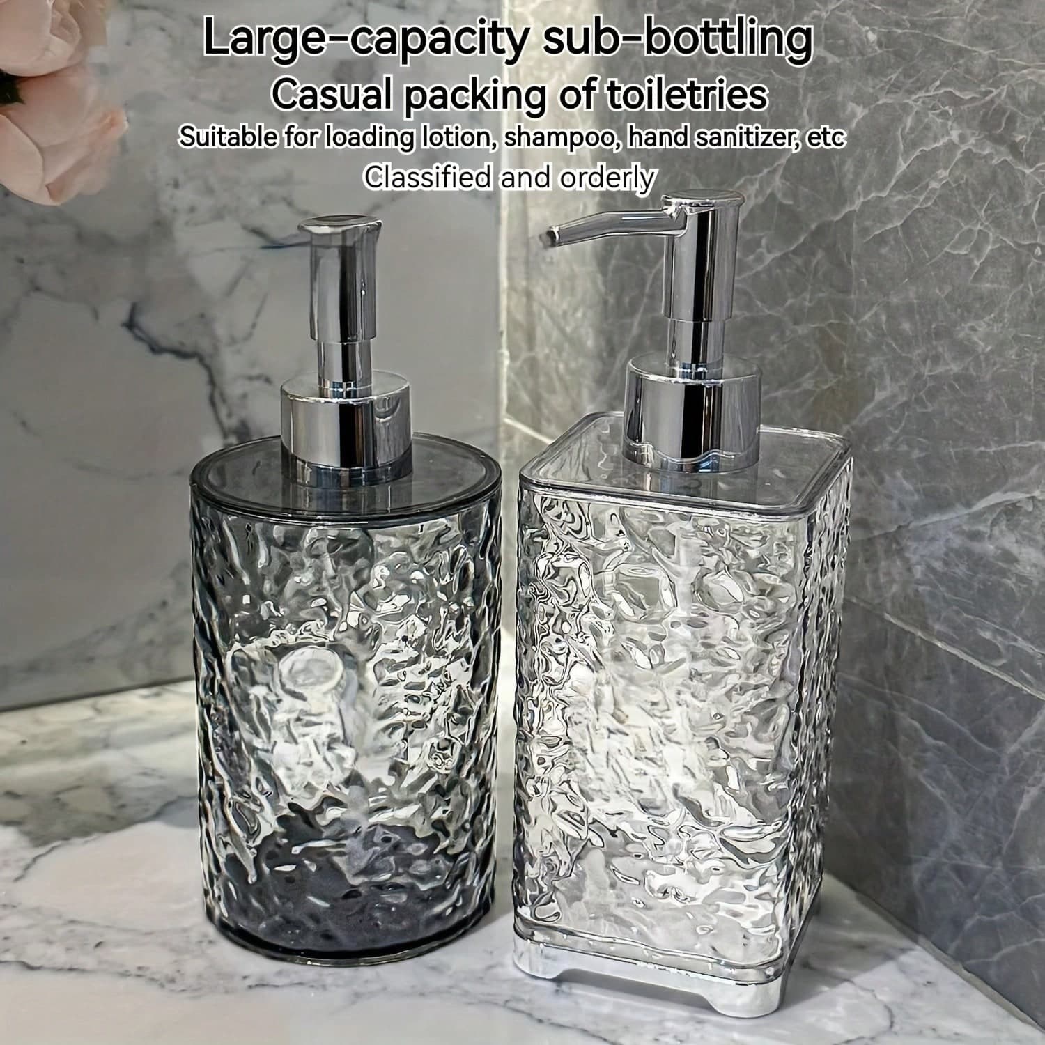 1 pezzo Dispenser di sapone liquido di lusso - Bottiglia ricaricabile per gel doccia con pompa a pressione, decorazione per bagno e casa, adatto per
