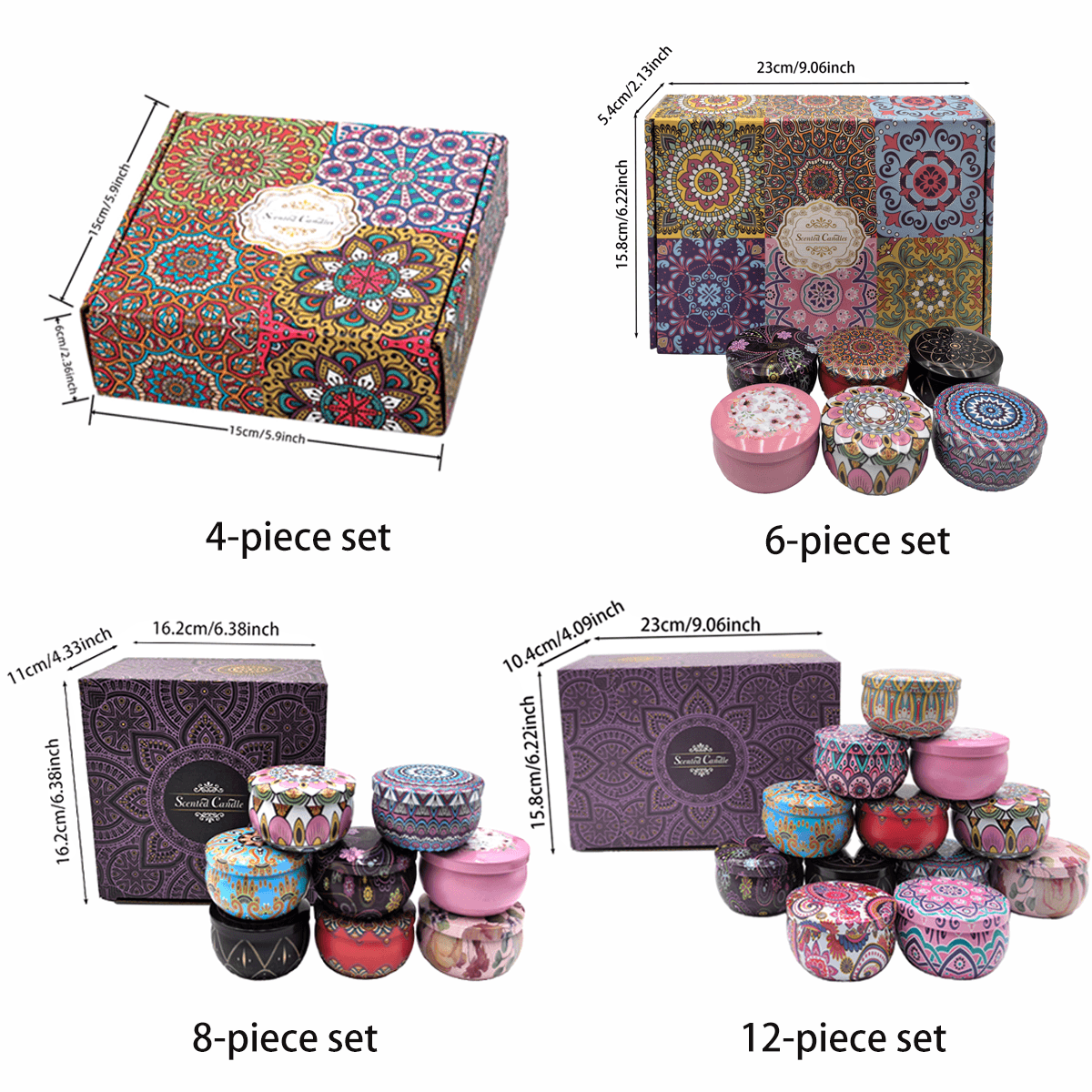 4 pezzi / set di candele profumate, adatte per matrimoni, compleanni, feste e decorazione di casa / hotel, design retrò, cera di soia, regalo
