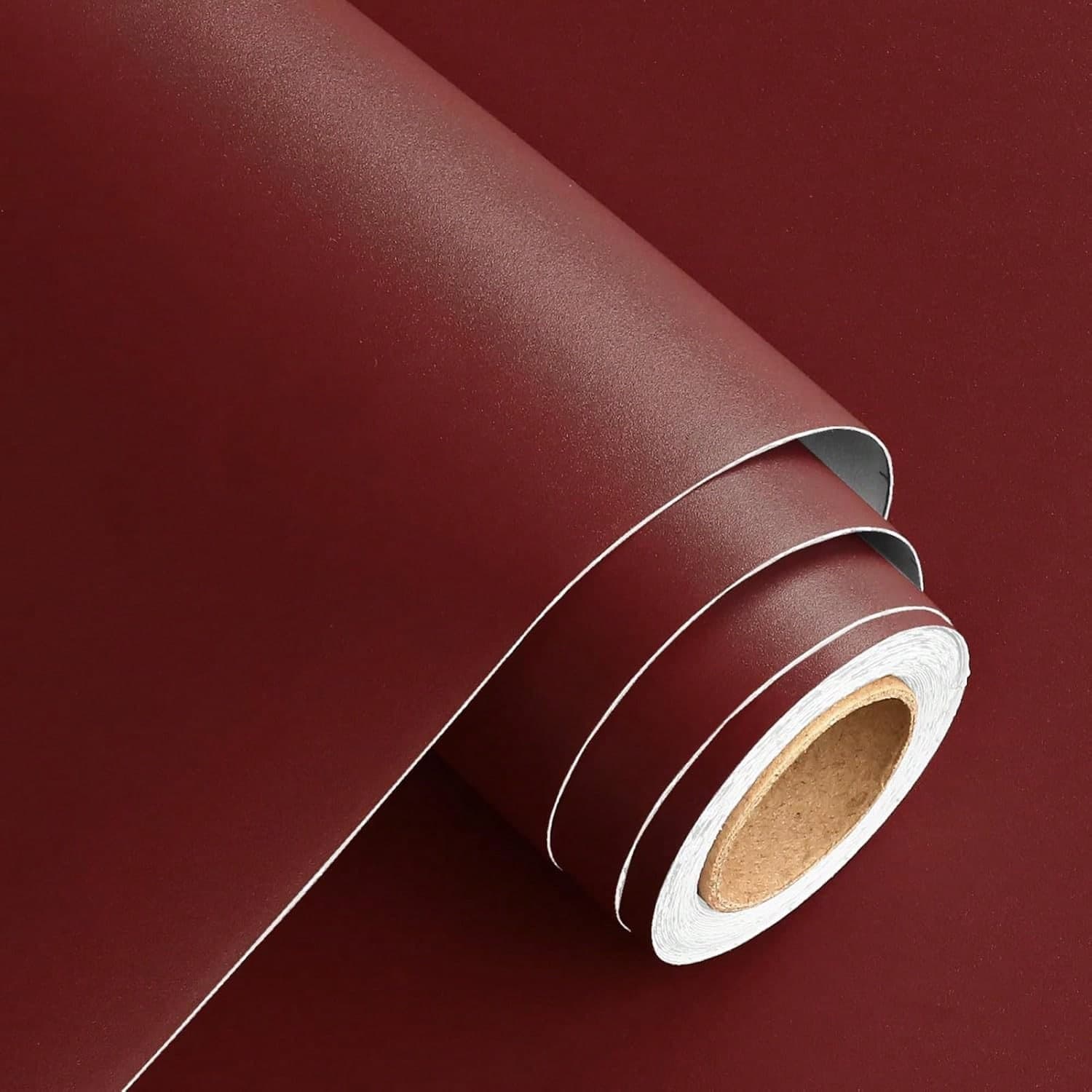 1 Rotolo di carta da parati adesiva rossa vintage, effetto opaco, per decorazioni di bagno, camera da letto, casa, cucina, mobili, piani d lavoro,