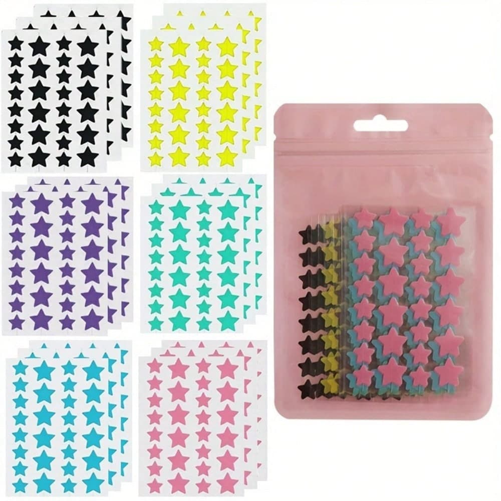 504 pezzi Adesivi a forma di stella colorati per il viso, adatti per decorazioni quotidiane, eventi e feste, look da concerto, gemme per il viso