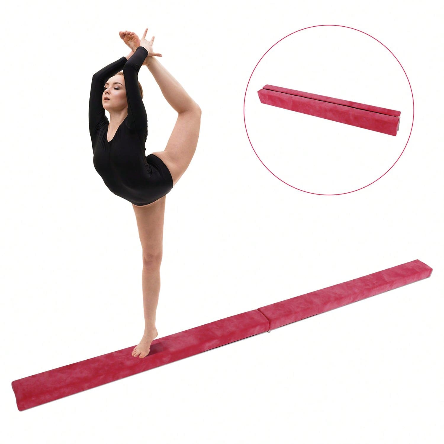 Trave di equilibrio pieghevole per ginnastica da 210 cm Trave di equilibrio per allenamento di ginnastica per principianti con rivestimento in pelle