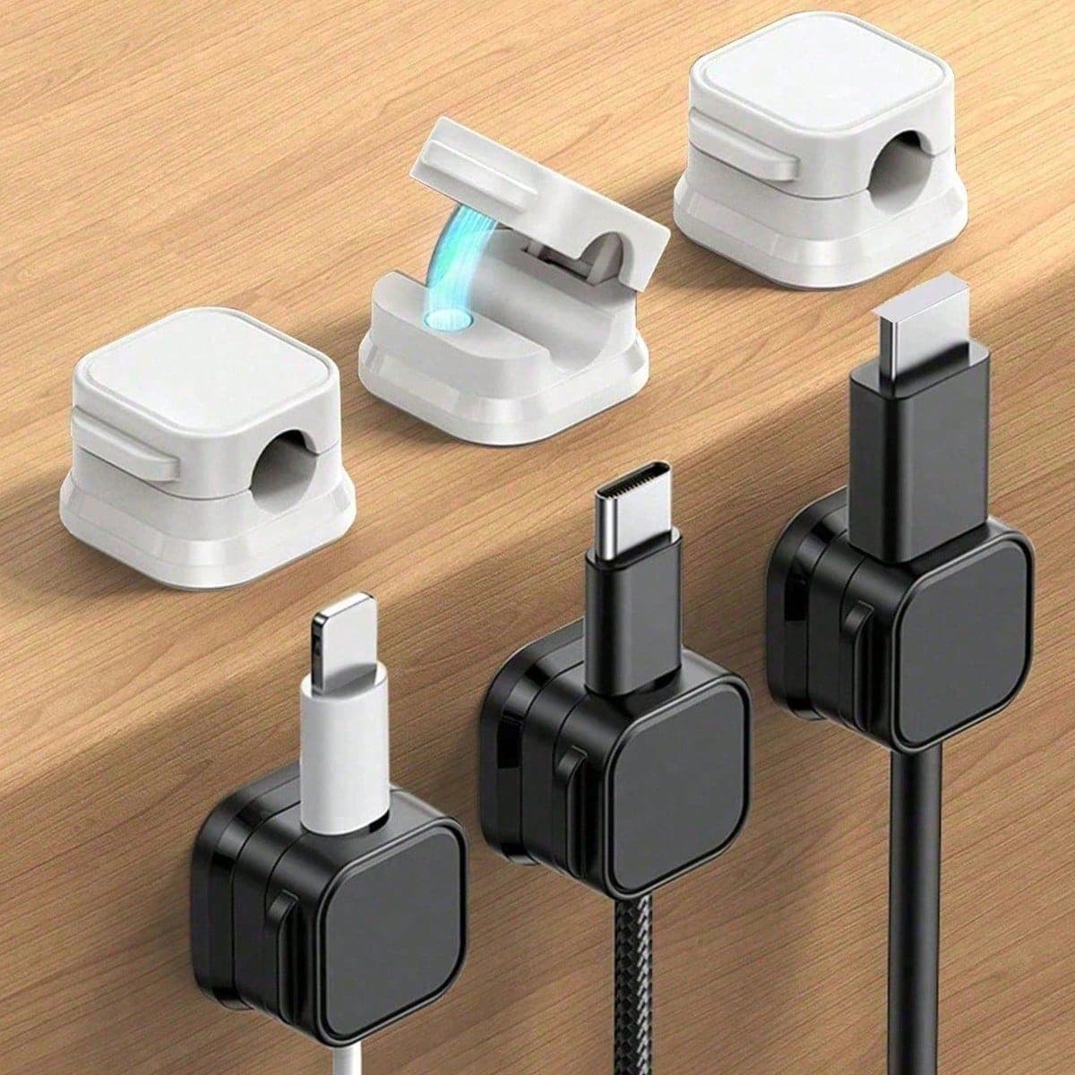 10 pezzi Organizzatore magnetico rotante per cavi, supporto per cavi antiscivolo, ferma cavi per caricabatterie da scrivania, pratico strumento di