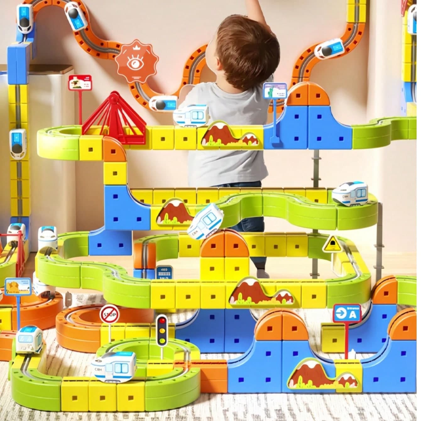 Cubo Magico Binario Giocattolo per Bambini,Set di Treno Elettrico per Bambini,Giocattoli per Ragazzi,Giocattoli da Costruire Fai-da-Te per Ragazzi e