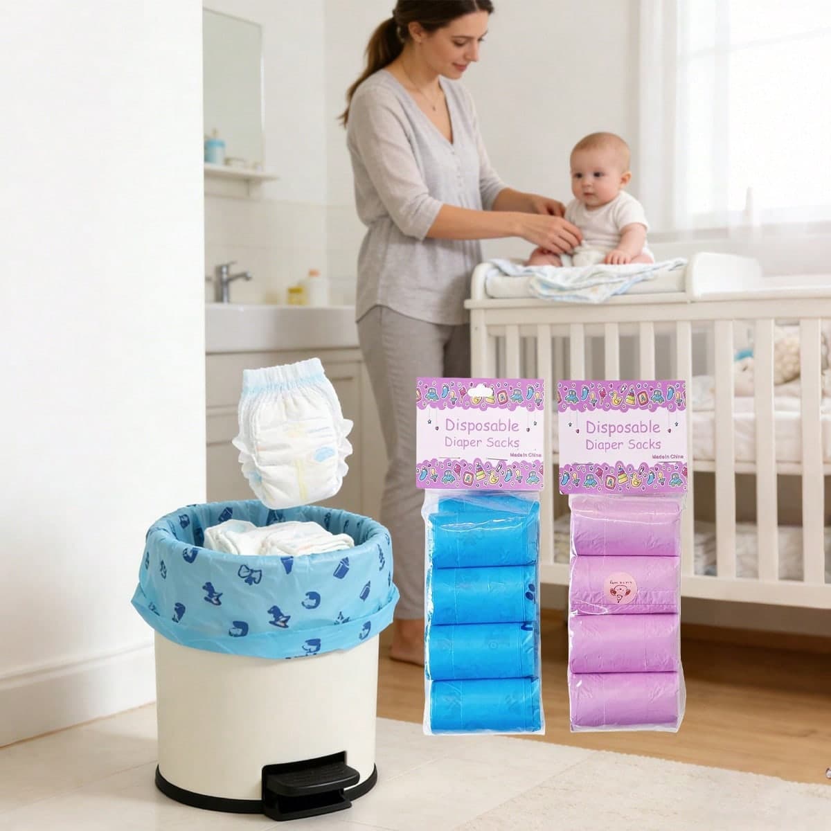 1 rotolo da 15 pezzi di sacchetti della spazzatura spessi 3-in-1 - a prova di perdite e resistenti agli strappi, adatti per lo smaltimento di
