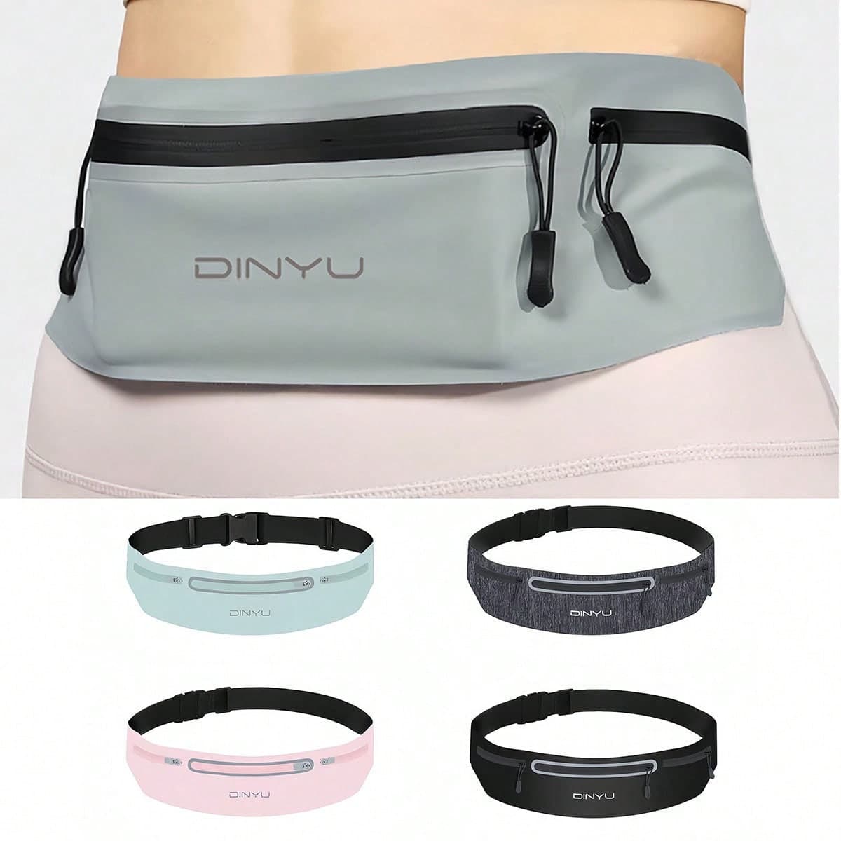 Marsupio da corsa elastico invisibile con chiusura a cerniera regolabile, ultra sottile, borsa da viaggio in vita per uomo e donna, per fitness,