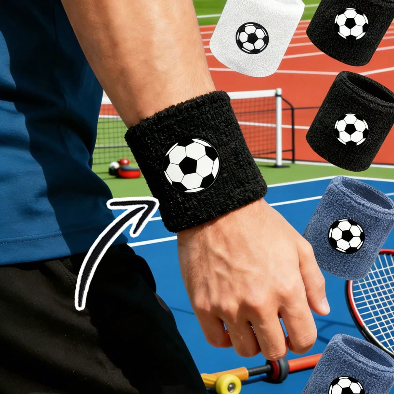 Fasce assorbenti per il sudore personalizzabili per uomo e donna - Motivo e nome personalizzabili per tennis, basket, corsa, yoga, fitness e sport